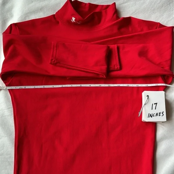 Under Armour Women's Long Sleeve Mock Neck Top - Vibrant Red - Medium - Picture 10 of 12